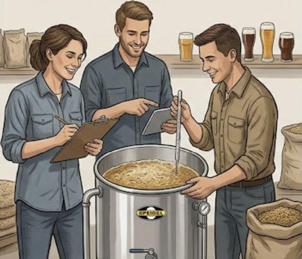 Illustration Bier brauen im Team